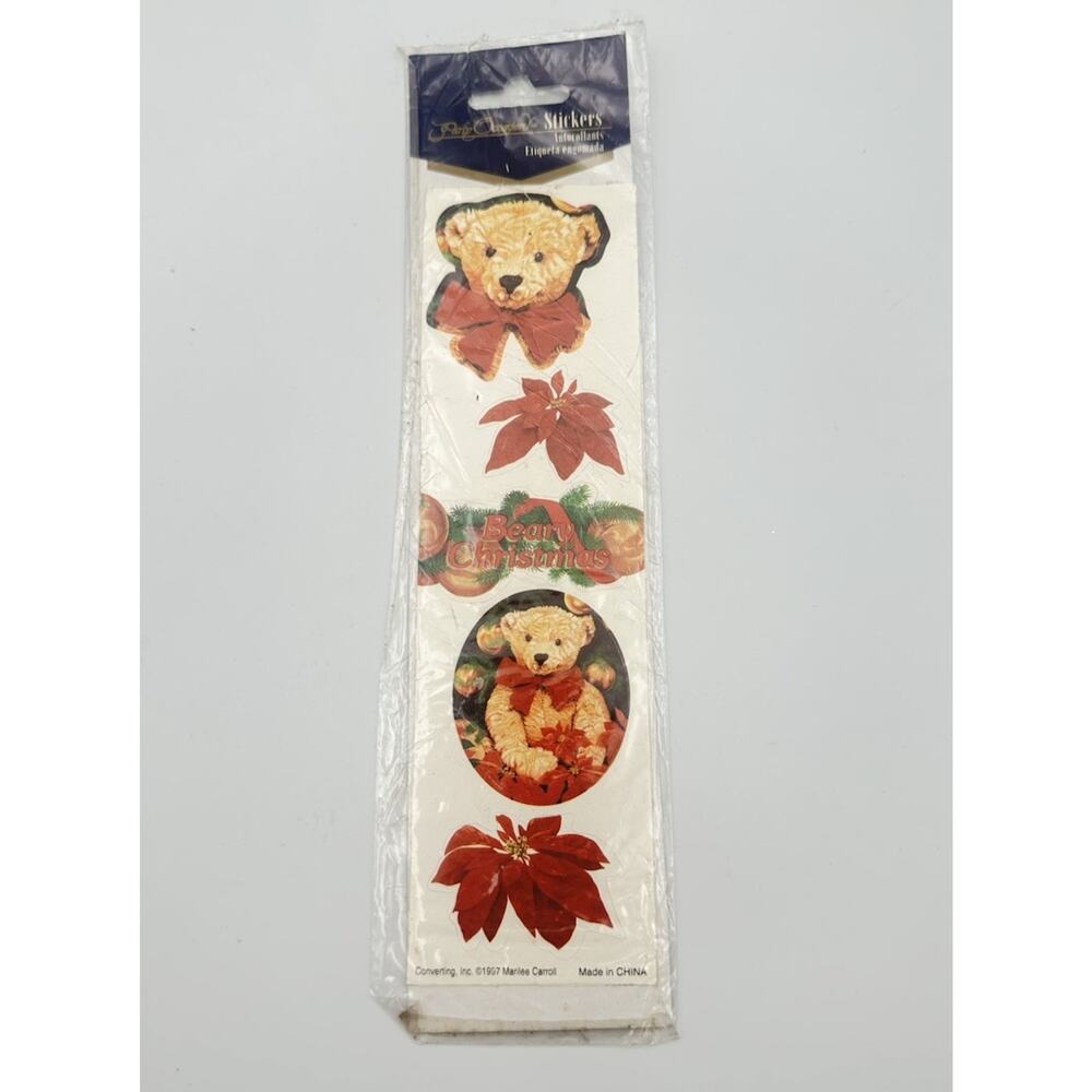1997 Beary Christmas Stickers by Marilee Carroll Teddy Bear Holiday Vintage New